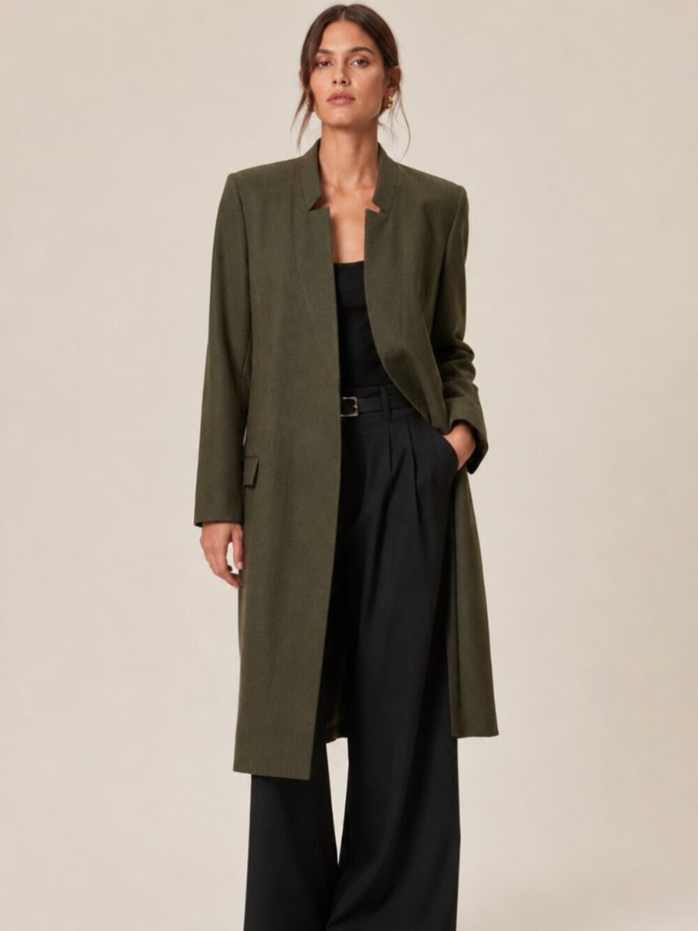 THIRD FORM x Brigitte Von Boch Olive Green Wool Blend Minimalist Coat Jacket M